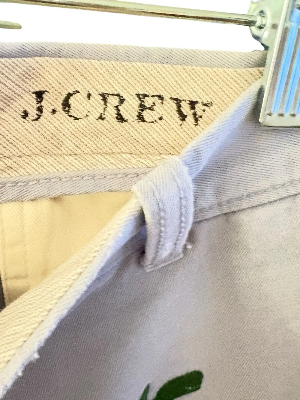J. Crew Light Blue Chinos with Green Whale Embroidery Straight Leg Pants sz 33